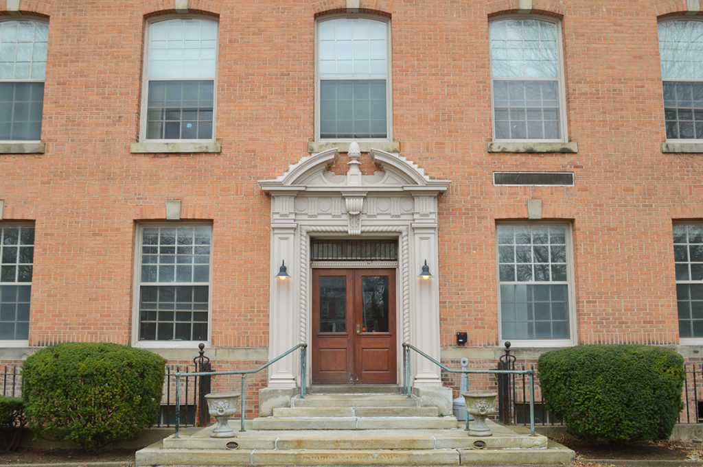 The front entrance to the Garden Lofts at the Marine Hospital before construction 